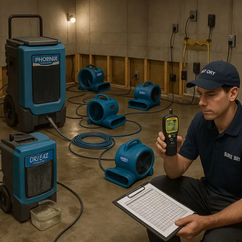 Structural Drying and Dehumidification process in Sneads, FL